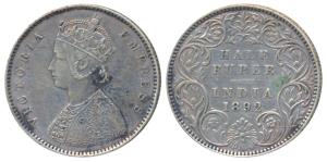 Victoria Empress, Silver ½ Rupee, 1892, Bombay Mint, A / I / B incuse (Prid 302). Very Fin