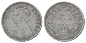 Victoria Empress, Silver ½ Rupee, 1898, Bombay Mint, A / I / B incuse, Normal ’B’, ’8’ str