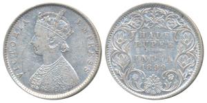 Victoria Empress, Silver ½ Rupee, 1899, Bombay Mint, A / I / B incuse, Inverted ‘B’ (Prid 
