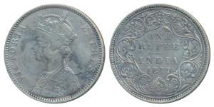 Victoria Empress, Silver Rupee, 1877, Bombay Mint, A3 / II(i) / dot, Unlisted in Pridmore.