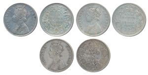 Victoria Empress, Silver Rupee (3), 1880, Bombay Mint, A3 / II / dot (Prid 155); 1880, Bom