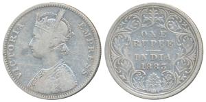 Victoria Empress, Silver Rupee, 1883, Bombay Mint, A3 / I / No mint mark, (Prid 161). Fine
