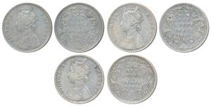 Victoria Empress, Silver Rupee (3), 1885, Bombay Mint, A3 / II / B raised (Prid 168); 1885