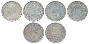 Victoria Empress, Silver Rupee (3), 1885, Bombay Mint, A3 / II / B raised (Prid 168); 1885