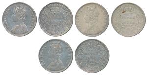 Victoria Empress, Silver Rupee (3), 1885, Calcutta Mint, A1 / I / C incuse (Prid 124); 188