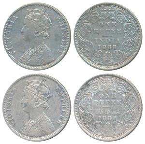 Victoria Empress, Silver Rupee, 1888, Bombay Mint, C2 / I / B incuse, inverted ‘B’, Rev I 
