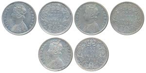 Victoria Empress, Silver Rupee (3), 1889, Calcutta Mint, C3 / I / C incuse (Prid 130); 188