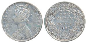 Victoria Empress, Silver Rupee, 1897, Bombay Mint, C2 / I / B incuse (Prid 183). About Ver