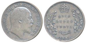 Edward VII, Silver ½ Rupee, 1906, Bombay Mint, B incuse, (Prid 315). About Very Fine.