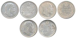 Edward VII, Silver Rupee (3), 1903, Calcutta Mint, (Prid 189); 1904, Calcutta Mint (Prid 1