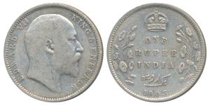 Edward VII, Silver Rupee, 1903, Calcutta Mint, Urdu error with 4 dots on the left instead 