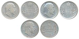 Edward VII, Silver Rupee (3), 1903, Bombay Mint, B incuse, No Dot, Unlisted in Pridmore; 1