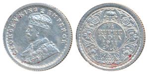 George V, Silver ¼ Rupee, 1911, Calcutta Mint (Prid 440). Extremely Fine and better, Very 