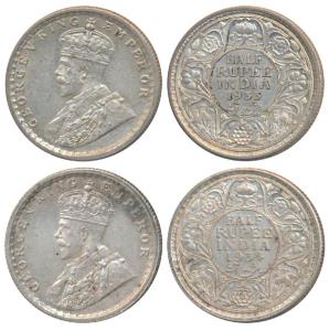 George V, Silver ½ Rupee (2), 1933 & 1934, Calcutta Mint (Prid 333 & 334). Uncirculated & 