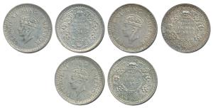 George VI, Half Silver ½ Rupee (3), 1944, Bombay Mint, B / II / Diamond, (Prid 359); 1944,