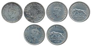 George VI, Half Silver ½ Rupee, 1945, Lahore Mint, B / Ia / L (Prid 369); Cupro-Nickel ½ R