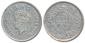 George VI, Silver Rupee, 1938, Bombay Mint, A / I / without dot (Prid 233). Extremely Fine