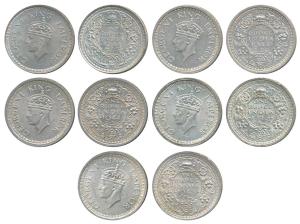 George VI, Silver Rupee (5), 1944, Bombay Mint, C / II / diamond, (Prid 244); 1944, Bombay
