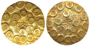 Kakatiyas of Warangal, Prola I (1052-1076 AD), Gold punch-marked ½ Gadyana, 5.64g, 57mm, a
