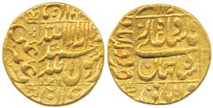 Shah Jahan, Gold Mohur, 10.88g, Daulatabad Mint, AH 1047/1(0), legend within square area, 