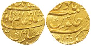 Shah Alam Bahadur (AH 1118-1124; 1707-1712 AD), Gold Mohur, 10.9g Peshawar Mint, AH 1121/ 