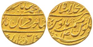 Muhammad Shah, Gold Mohur, 10.87g, Dar-ul-Khilafat Shahjahanabad Mint, AH 114X/14, Sahib-i