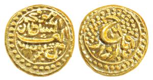 Tipu Sultan, Gold Pagoda, 3.33g, Dharwad Mint, AM 1216/6, complete mint name, RY and Persi