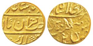 Lashkar Mint, Gold Mohur, 10.85g, in the name of Muhammad Shah, Sahib-i-qiran type, pseudo