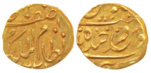 Mir Mahabub Ali Khan (AH 1285-1329; 1869-1911 AD), Gold 1/16 Ashrafi, 0.67g, Farkhanda Bun