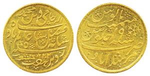 Murshidabad (Calcutta) Mint, Gold Heavy Mohur, 13.24 g, in the name of Shah Alam II, AH 12