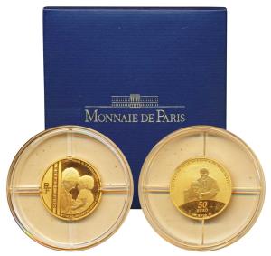 France, Mother Teresa, Gold 50 Euros, ¼ Ounce, 8.45g, 2010, Mother Teresa holding a child 