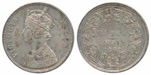 Victoria Queen, Silver Rupee, 1862, Bombay Mint, A / II / 0 / 10, (Prid 93). Extremely Fin