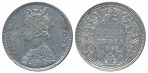 Victoria Queen, Silver Rupee, 1862, Bombay Mint, A / II / 0 / 10, (Prid 93). Very Fine+, R