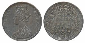 Victoria Queen, Silver Rupee, 1862, Bombay Mint, A / II / 1 / 2 (Prid 103). Extremely Fine