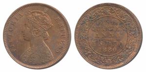 Victoria Empress, Copper ¼ Anna, 1880, Calcutta Mint, C below date on centre bead, (Prid 6