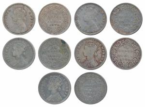 Victoria Queen & Empress, Silver ¼ Rupee (5), 1875, Bombay Mint, A/ I, No mint mark (Prid 