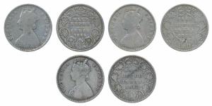 Victoria Empress, Silver ½ Rupee (3), 1886, Calcutta Mint, A / I / C incuse (Prid 270); 18