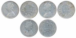 Victoria Empress, Silver Rupee (3), 1882, 1883 & 1884. Fine+ to Very Fine+. (3)