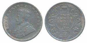 George V, Silver 2 Annas, 1911, Calcutta Mint (Prid 564). About Very Fine.