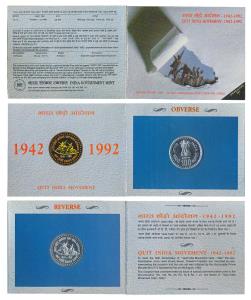 1992 Uncirculated Set, Quit India Movement, set of 1, Rupees 100. In immaculate condition,