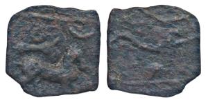 Malayaman, Sangam Age (1st century AD), Copper, 2.68g, obv. a horse standing right, an ank
