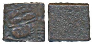 Pandya, Sangam Age, Copper, 10.02g, obv. elephant standing to right, tree in railing, a ta