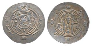 Abbasid Empire Tabaristan, Silver ½ Drachm 2.17g, obv. bust of the king to right in the st