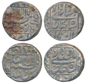 Shah Jahan, Silver Rupee (2), 11.41g & 11.41g, Patna Mint, AH 1051/14 & RY 23 legend withi