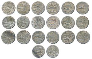 Shah Jahan, Silver Rupee (10), Akbarnagar Mint and Surat Mint, mostly mint name off flan, 