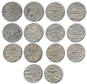 Shah Jahan, Silver Rupee (7), Akbarnagar Mint AH 1050/14; Khambayat Mint RY 26; Daulatabad