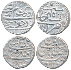 Aurangzeb, Silver Rupee (2), 11.43g & 11.34g, Lakhnau Mint, RY 45 (KM 300.54); Solapur Min