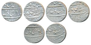 Muhammad Shah, Silver Rupee (3), Murshidabad Mint, AH 113X/5, RY 6 & 7 (KM 436.46). Very F