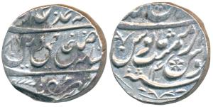 Shah Alam II, Silver Rupee, 11.01g, Gokulgarh Mint, struck by Rajas of Rewari, AH (11)86/1