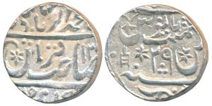 Braj Indrapur Mint (Mint is off flan), Silver Rupee, 11.05g, in the name of Muhammad Akbar
